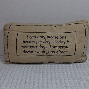 Unbranded Vintage Humorous Decorative Pillow Tan/Navy Small Rectangle